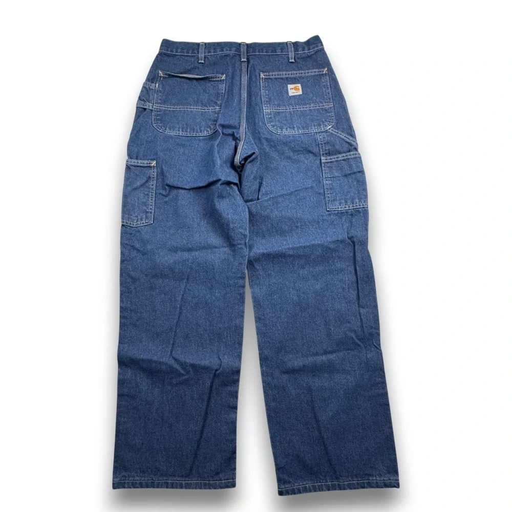Carhartt FRB13-DNM Mens Flame Resistant Denim Carpenter Jeans Blue 34x30 CAT 2